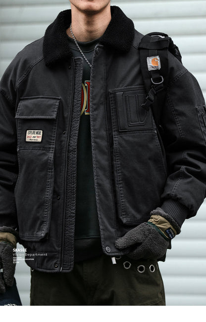 American Retro MA-1 Flight Jacket - Lambswool Collar 90% Down Bomber Coat