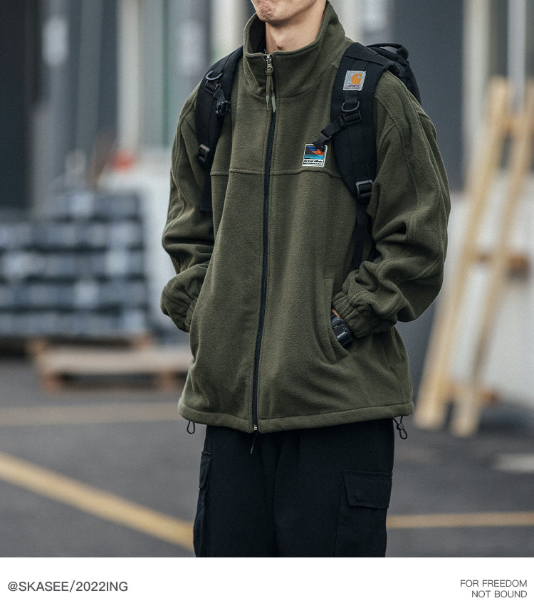 Men's Winter Fleece Cardigan - Trendy Loose BF Style Stand Collar