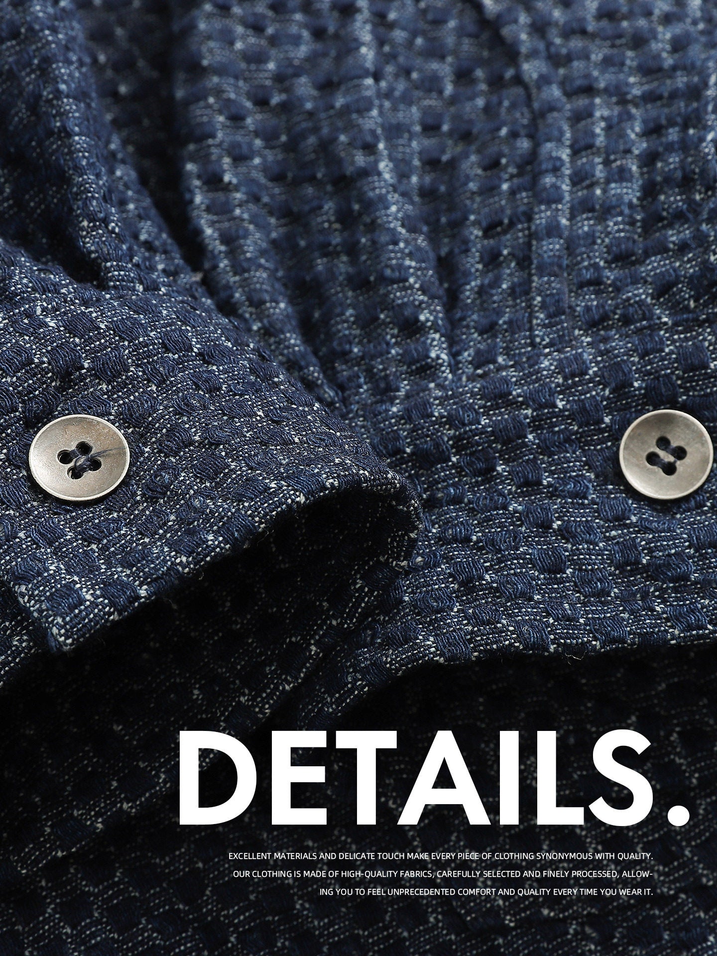 Japanese Retro Lattice Texture Denim Shirt - Loose Casual Lapel Shirt (Men)