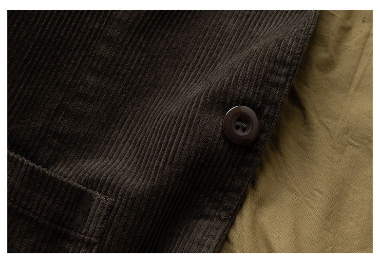 American Retro Amekaji Corduroy Safari Blazer - Casual Suit Jacket (Men)