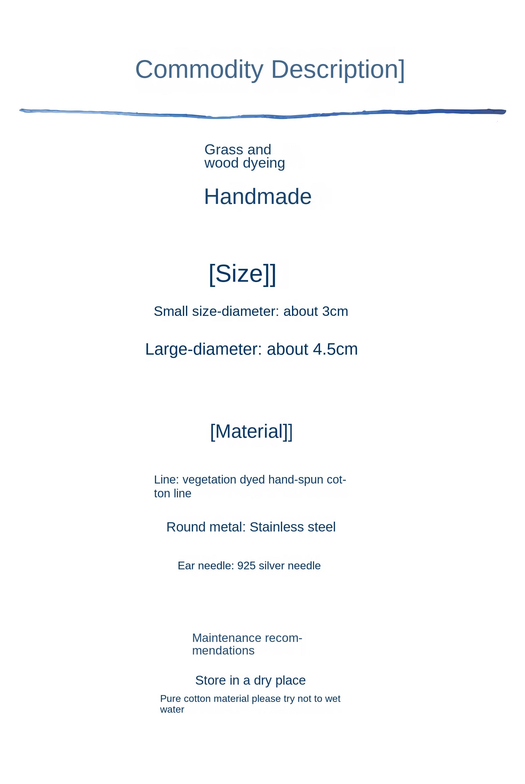 Original Earrings Handmade Blue Dyed Plant-Dyed Cotton Thread Niche Geometric Circle High-End Earrings