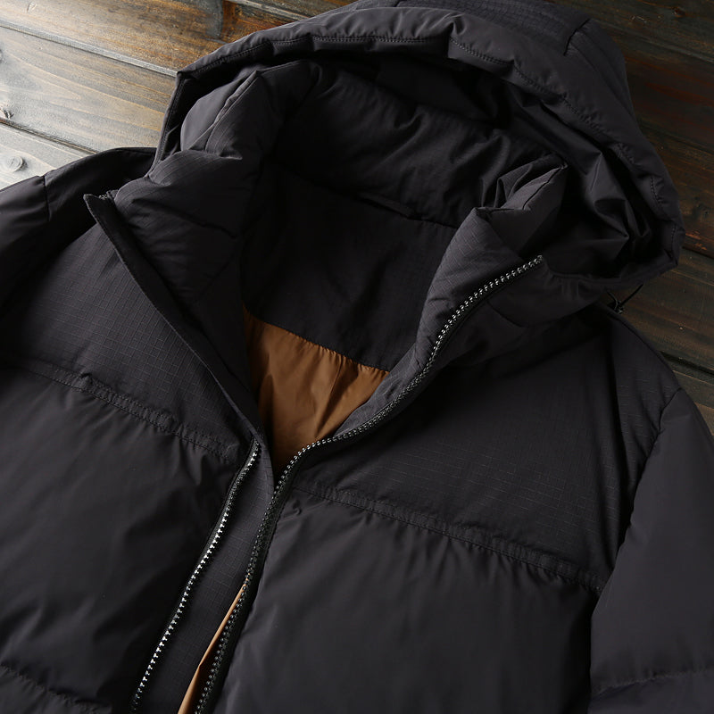 Men's Plus Size Export Overstock Puffer Jacket - High-Puff Hooded Thickened White Duck Down Coat