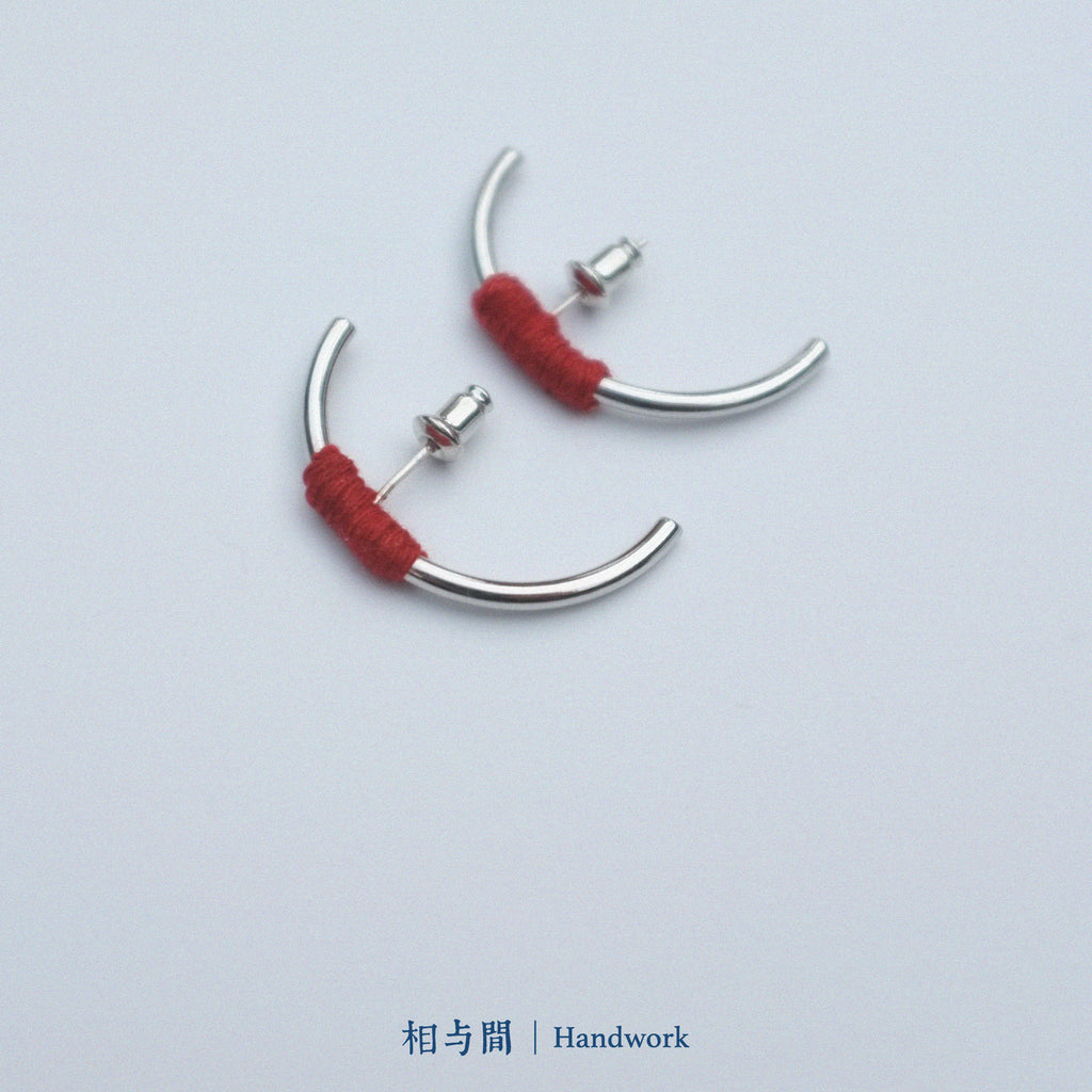 Original New Year Red Plant-Dyed Earrings Handmade Geometric Niche Personality Ear Jewelry 925 Silver Ear Studs