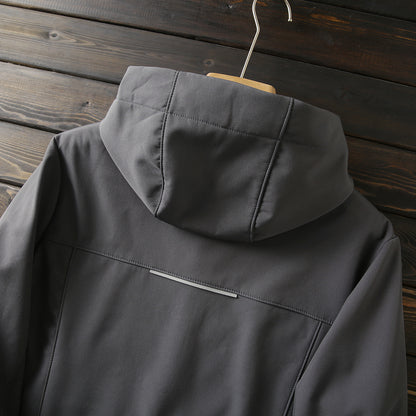 Men's Premium Fleece Thermal Soft Shell Jacket - Autumn Windproof Waterproof Thickened Hooded Coat