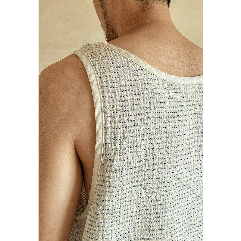 Original Japanese Style Lightweight Light-Colored Fashion Thin Vest Vintage Loose Casual Sashiko Trendy Tank Top