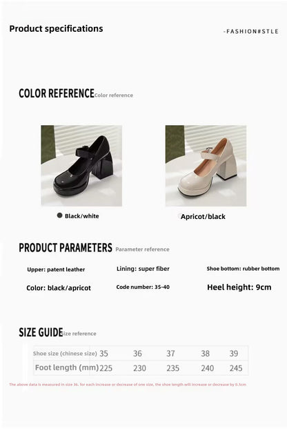 Women's French Style Mary Jane Wedding Shoes - Waterproof Platform Chunky Heel Elegant Bridesmaid Shoes