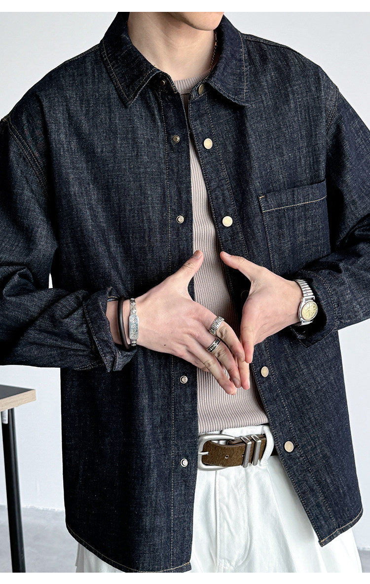 Denim Shirt – Washed Texture & Snap Front | Yamalinclothes