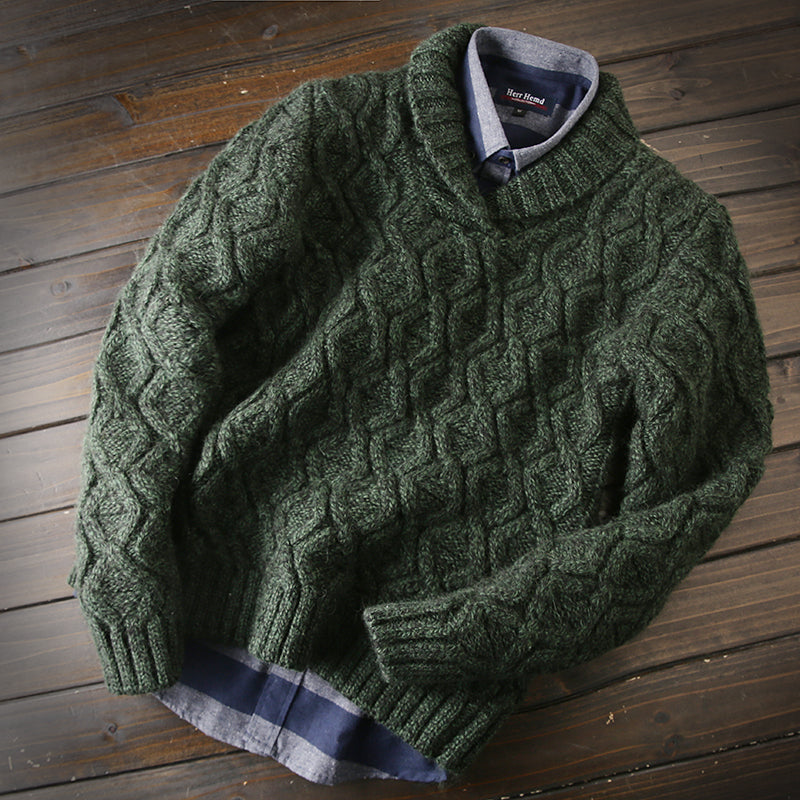 X07 Heavy hard goods 100/wool Italian custom foreign trade original order tail goods men's thick knitted sweater coat