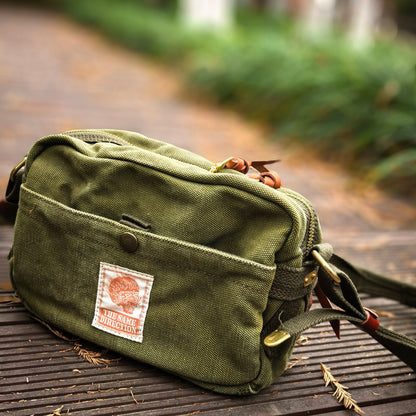 Vintage Military Canvas Crossbody Bag – Heavyweight Chest Waist Bag – Japanese vintage | yamalin clothes | Yamalinclothes