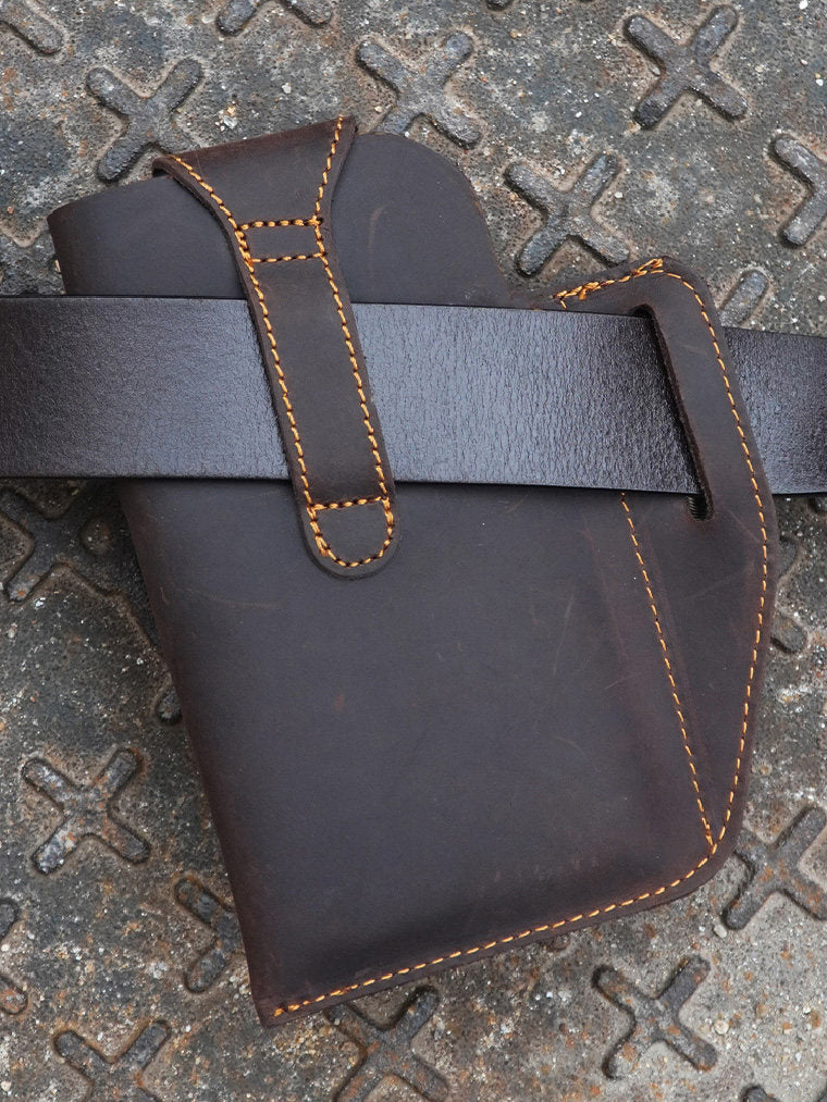 Crazy Horse Leather Phone Waist Bag – Retro Men's Belt Bag