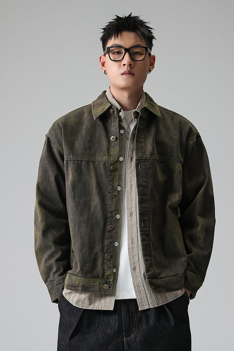 Tie-Dye Washed Cargo Jacket – American Vintage Oversized Unisex