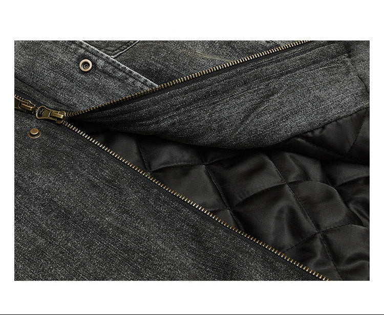 Washed Hooded Denim Patchwork Cotton Jacket – Drop Shoulder Loose Workwear Unisex – Coats Jackets | japanese streetwear | vintage workwear | unisex | Yamalinclothes