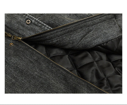 Washed Hooded Denim Patchwork Cotton Jacket – Drop Shoulder Loose Workwear Unisex – Coats Jackets | japanese streetwear | vintage workwear | unisex | Yamalinclothes