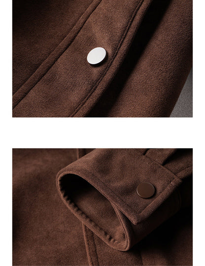 Vintage Suede Stand Collar Short Jacket – Men's Loose Commuter Coat