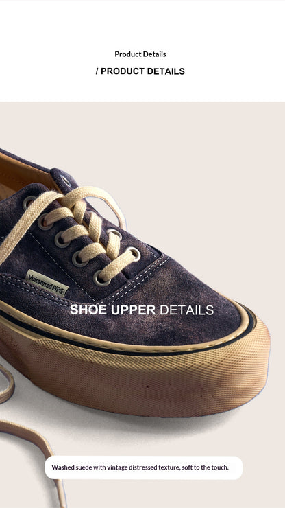 men's and women's washed suede canvas shoes platform vulcanized shoes vintage Japanese breathable board shoes 2026 spring/summer
