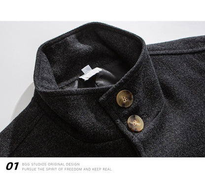 Wool Blend Stand Collar Utility Jacket – American Vintage Minimalist Loose Unisex – Coats Jackets | japanese streetwear | vintage workwear | unisex | Yamalinclothes