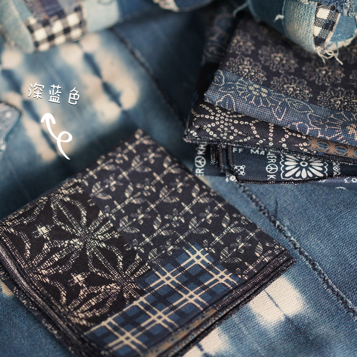 Indigo Paisley Patchwork Bandana – Vintage Cotton Square Scarf