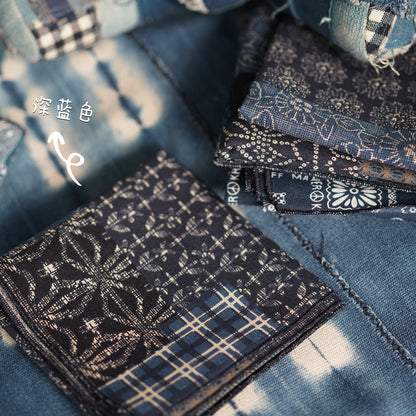 Indigo Paisley Patchwork Bandana – Vintage Cotton Square Scarf