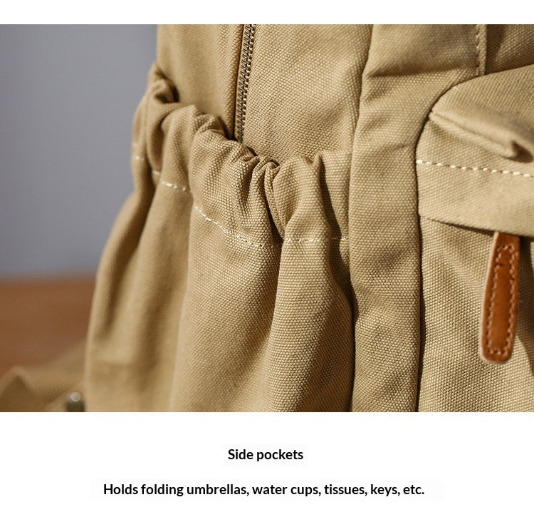 Japanese Canvas Leather Trim Backpack – Large Capacity Laptop Travel Bag – Japanese vintage | yamalin clothes | Yamalinclothes