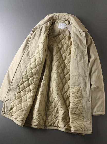 Japanese Retro Mid-Length Padded Coat – Oversized Unisex – Japanese vintage | fall outfits 2026 | fall winter outfits | classy winter outfits | lazy comfy outfits | japanese streetwear | vintage workwear | yamalin clothes | Yamalinclothes