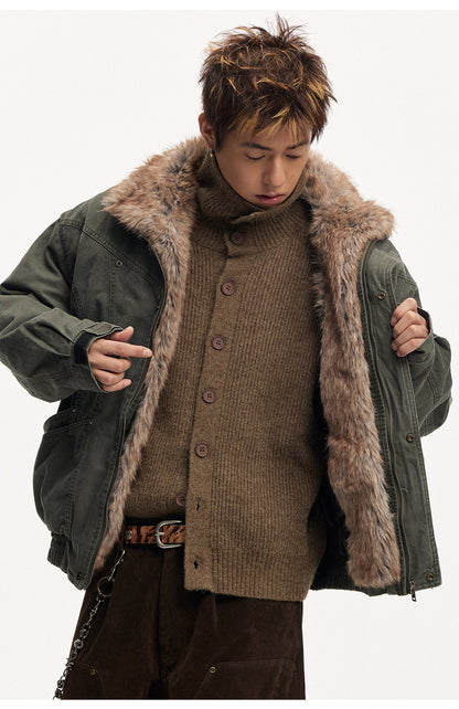 Frost Ice Texture Leather Jacket – Loose Heavyweight Winter Unisex