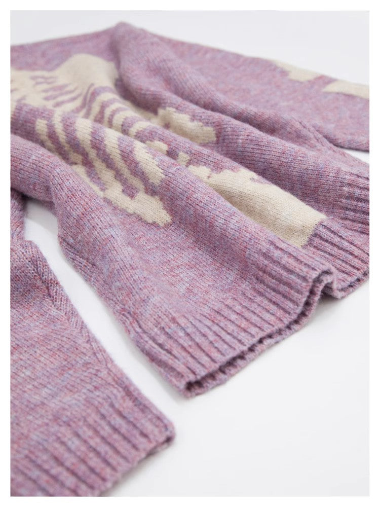 Japanese retro bone knitted sweater pullover