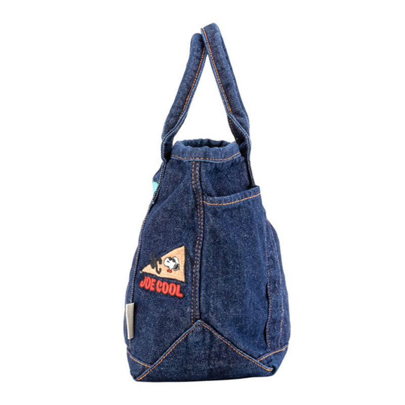 Denim Canvas Embroidery Tote Bag – Cute Cartoon Portable Handbag