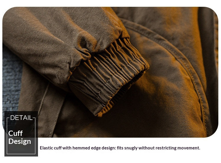 Vintage Washed Detroit Shooting Jacket – Pure Cotton Unisex Spring Autumn