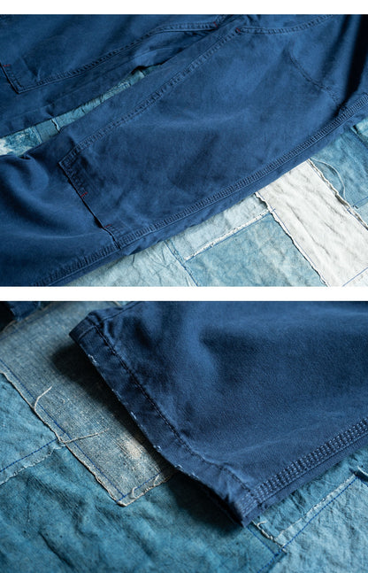 Vintage Washed Workwear Wide Leg Jeans – French Blue Distressed Straight Leg Unisex – Japanese vintage | yamalin clothes | Yamalinclothes