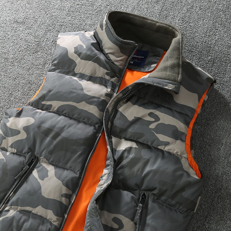 Camouflage Padded Down Vest – Thickened Warm Sleeveless Workwear Unisex – Vests | japanese streetwear | vintage workwear | unisex | Yamalinclothes