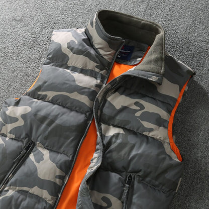 Camouflage Padded Down Vest – Thickened Warm Sleeveless Workwear Unisex – Vests | japanese streetwear | vintage workwear | unisex | Yamalinclothes