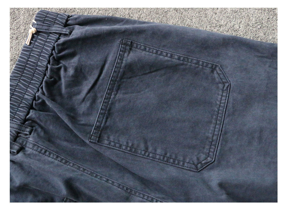 Blue Vintage Utility Pants, Heavy-Duty Washed Distressed Casual Loose Wide-Leg Men's Long Pants Made of Pure Cotton