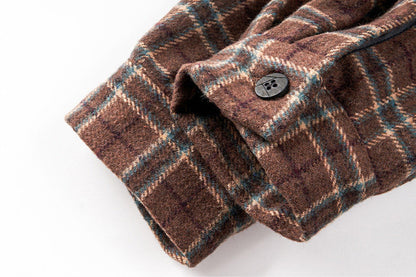 Brushed Plaid Long Sleeve Shirt Jacket – Vintage Loose Unisex Casual