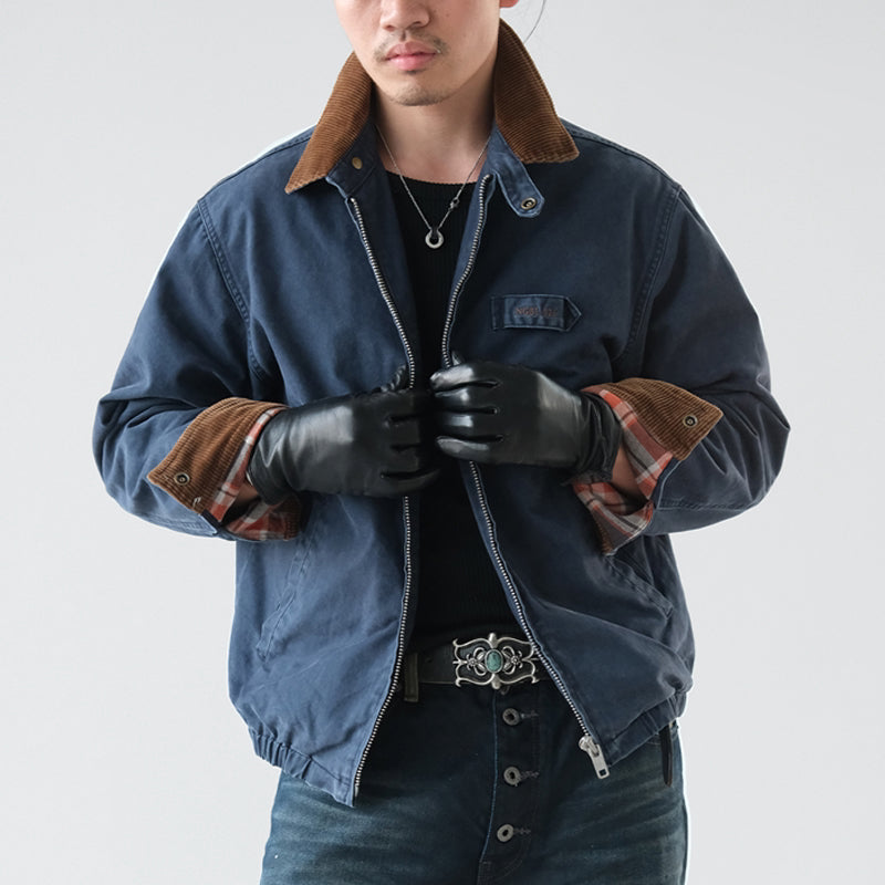 Washed Cotton Jacket – Contrast Corduroy Collar | Yamalinclothes