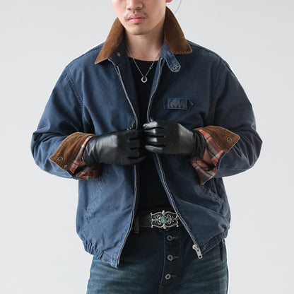 Washed Cotton Jacket – Contrast Corduroy Collar | Yamalinclothes