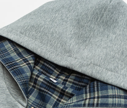 American Vintage Plaid Hooded Cardigan – Oversized Unisex Cotton Sweatshirt Jacket