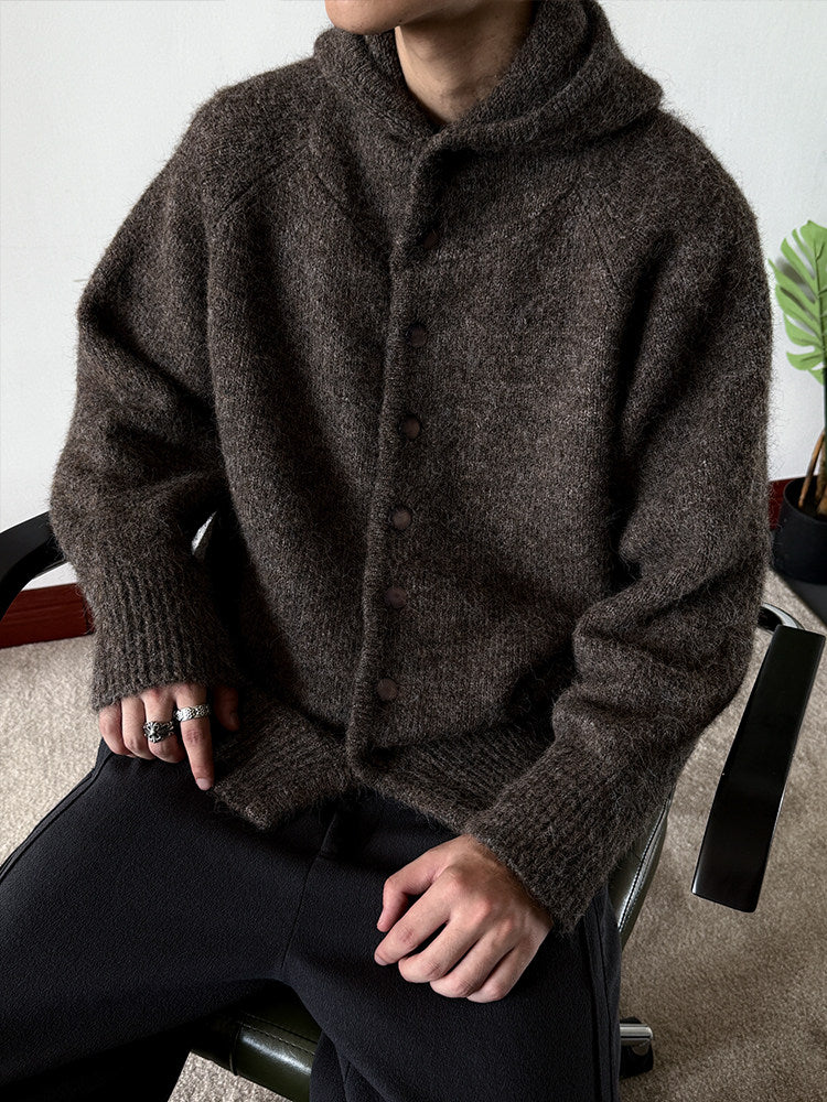 Heavyweight Hooded Knit Sweater – Wool Blend Unisex Cropped