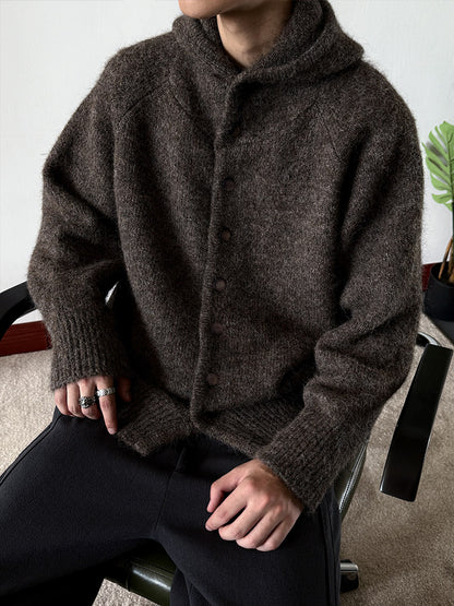 Heavyweight Hooded Knit Sweater – Wool Blend Unisex Cropped