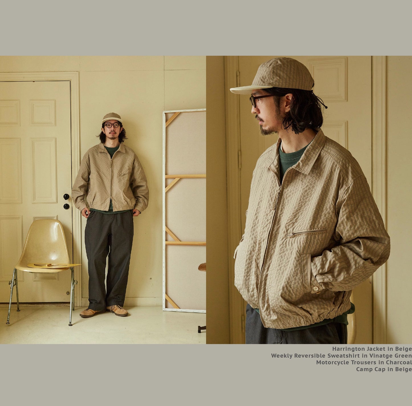 FW24 Vintage Harrington Jacquard Jacket - Yamalin Plaid Texture Memory Fabric Lapel Jacket