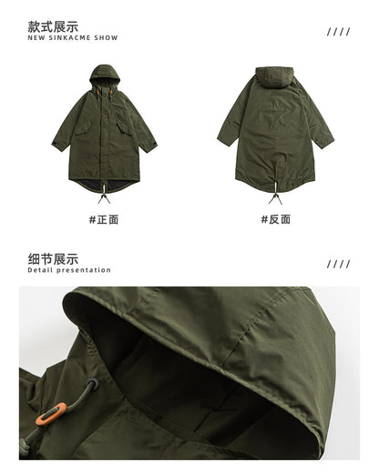 Japanese Retro Swallowtail Hooded Trench Coat – Mid-Length Loose Unisex Spring