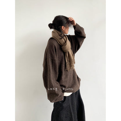 Japanese Vintage Knit Sweater – Unisex Collegiate Maillard