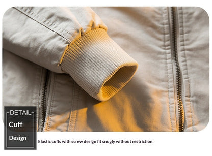 Lambswool Stand Collar Workwear Bomber Jacket – Fleece Lined Unisex Winter