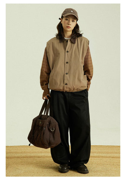 Workwear Vest – Contrast Corduroy Collar | Yamalinclothes