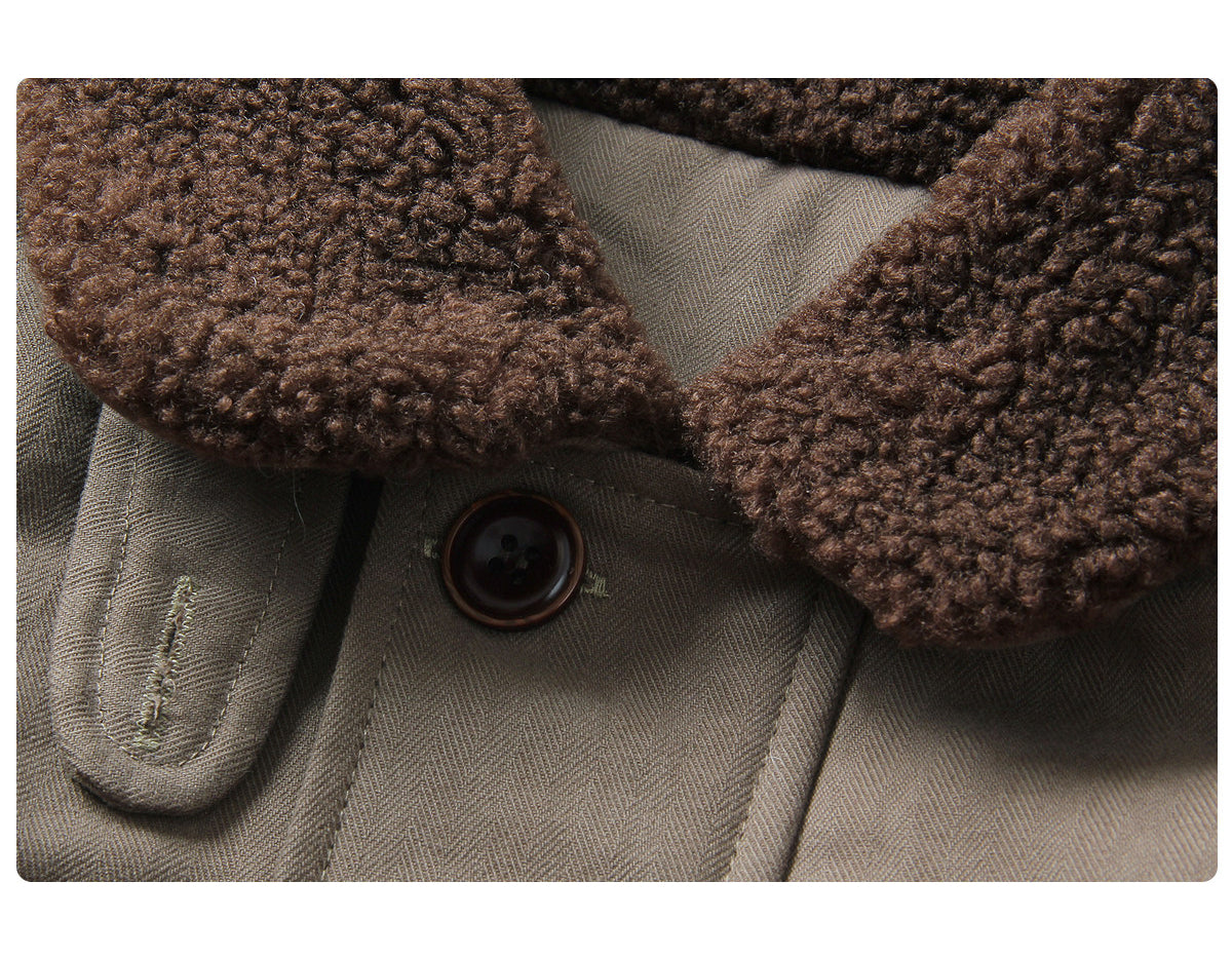 Fur Collar Turn-Down Utility Cotton Jacket – Vintage Loose Outdoor Unisex