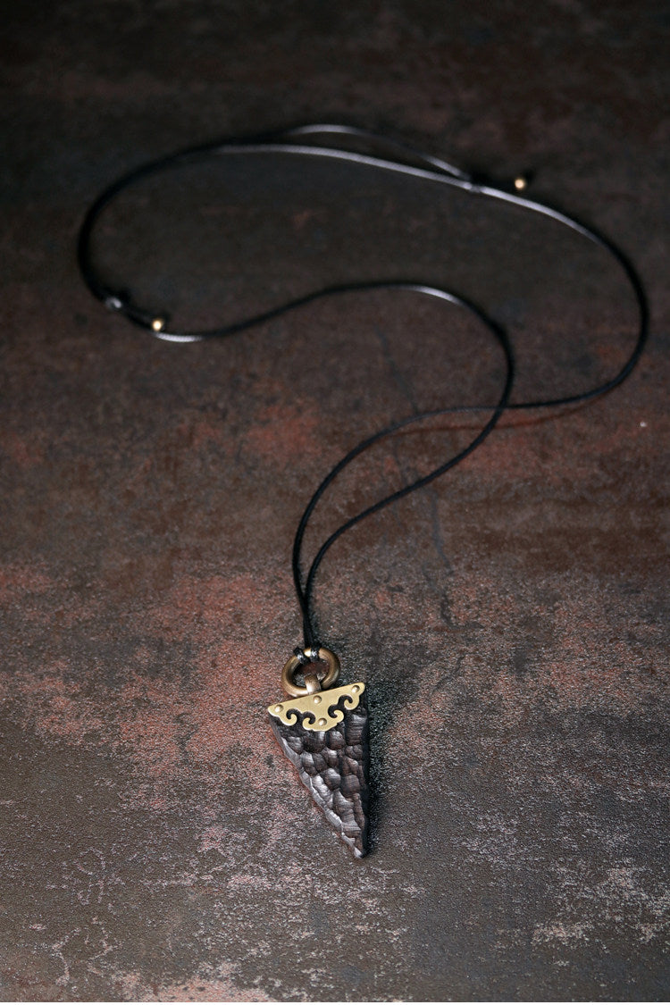 Handmade Ebony Wood Pendant Necklace – Vintage Unisex Sweater Chain