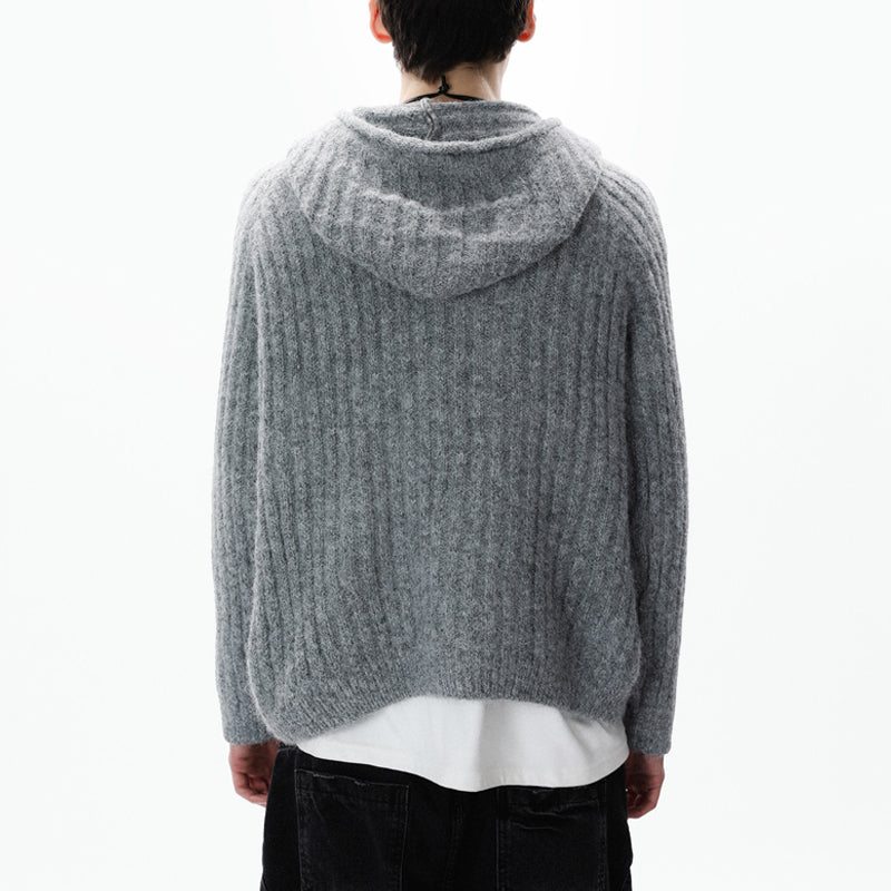 American Vintage Striped Hoodie Cardigan – Chunky Knit Men – Japanese vintage | yamalin clothes | Yamalinclothes