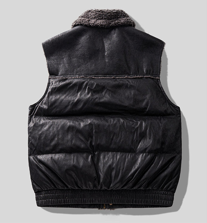 Lambswool Patchwork Thickened Cotton Jacket – Vintage Heavyweight Loose Unisex – Vests | japanese streetwear | vintage workwear | unisex | Yamalinclothes