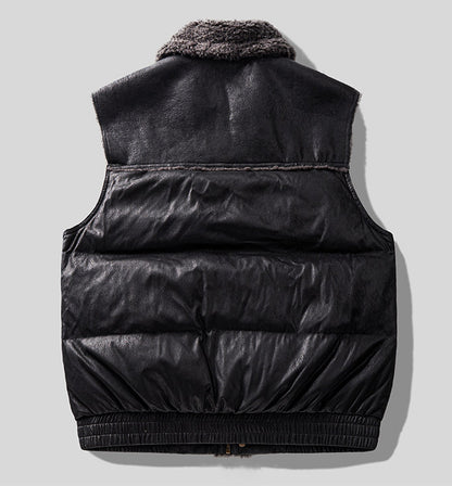 Lambswool Patchwork Thickened Cotton Jacket – Vintage Heavyweight Loose Unisex – Vests | japanese streetwear | vintage workwear | unisex | Yamalinclothes