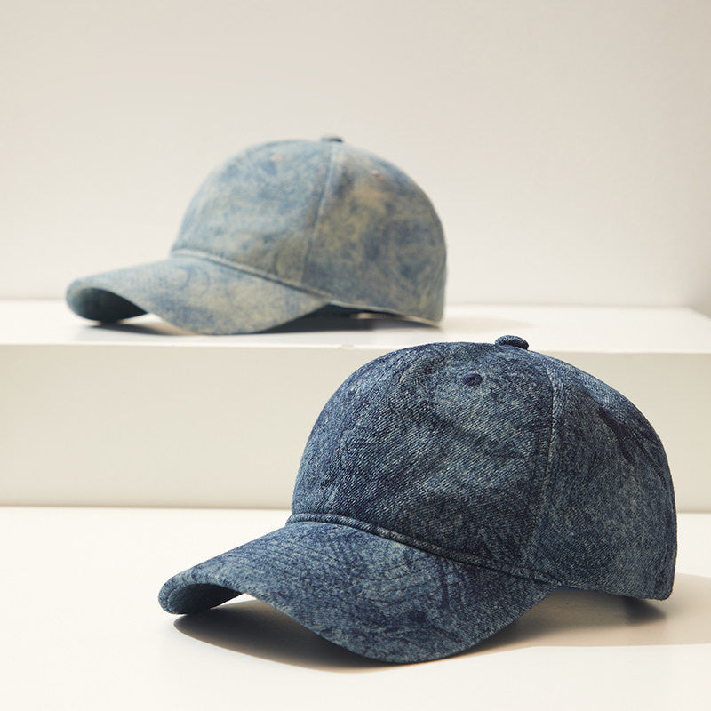 Blue washed denim baseball hat women's spring and summer street outing, versatile sunscreen shade cap, small face – cap | japanese streetwear | vintage workwear | unisex | Yamalinclothes