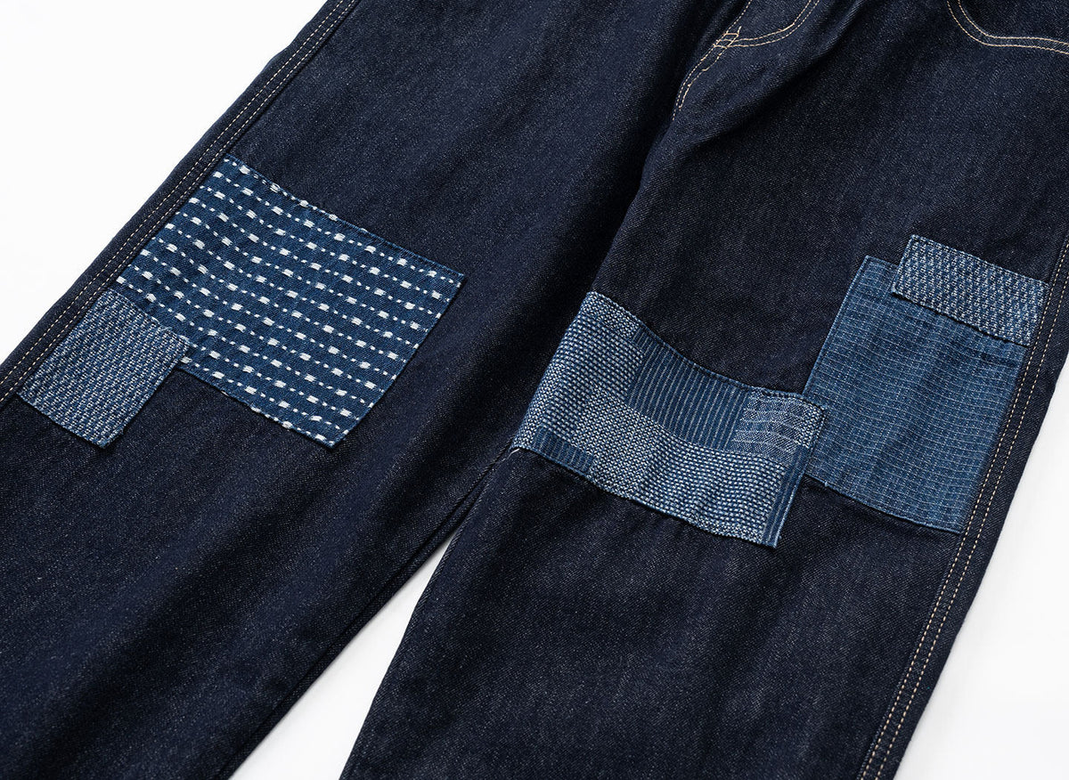 Patchwork Jeans – Contrast Stitch Straight Leg | Yamalinclothes
